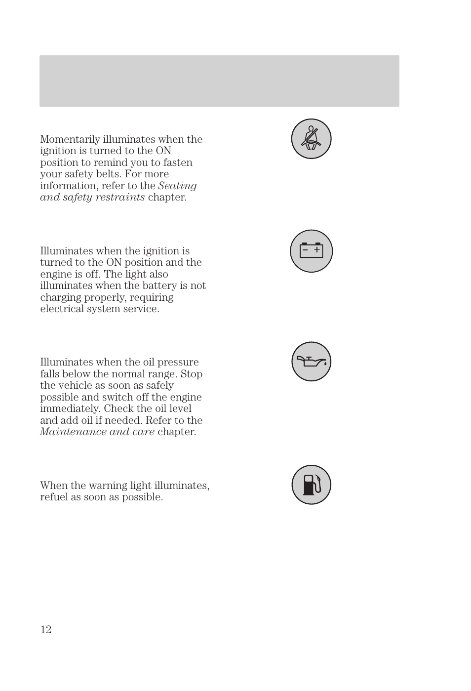 Instrumentation | FORD 2000 Focus User Manual | Page 12 / 280