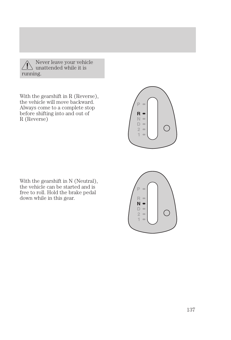 Driving | FORD 2000 Focus User Manual | Page 137 / 280