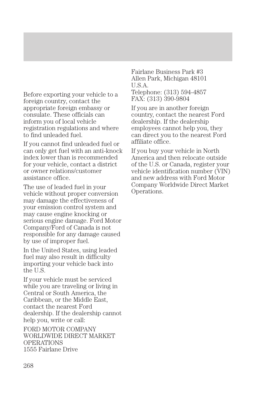 Customer assistance | FORD 2000 Focus User Manual | Page 268 / 280