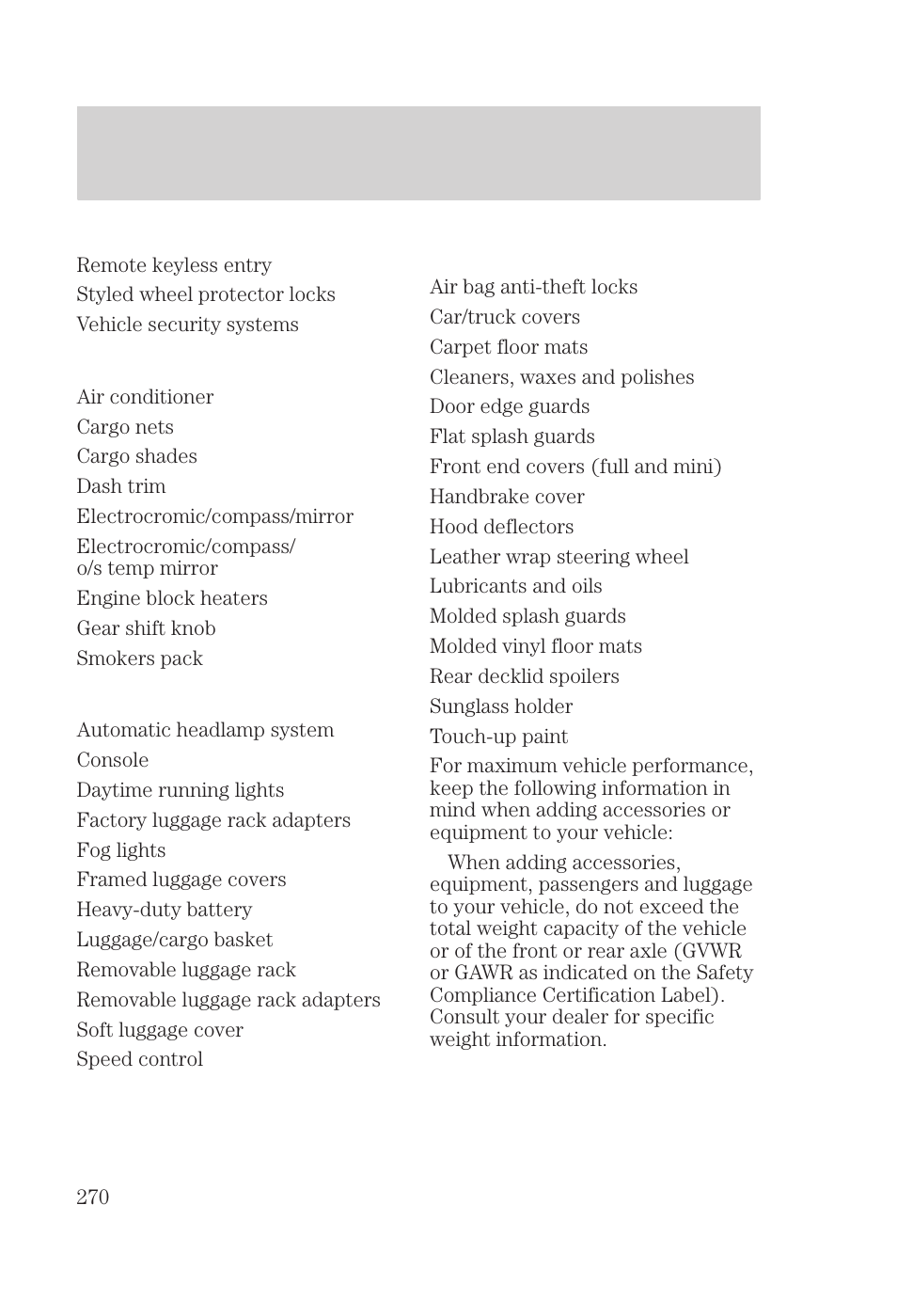 Customer assistance | FORD 2000 Focus User Manual | Page 270 / 280