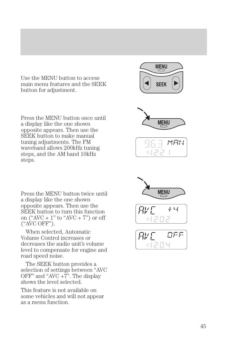 Controls and features | FORD 2000 Focus User Manual | Page 45 / 280