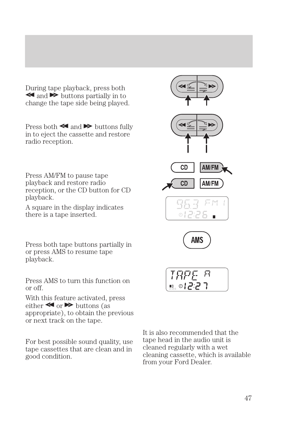 Controls and features | FORD 2000 Focus User Manual | Page 47 / 280