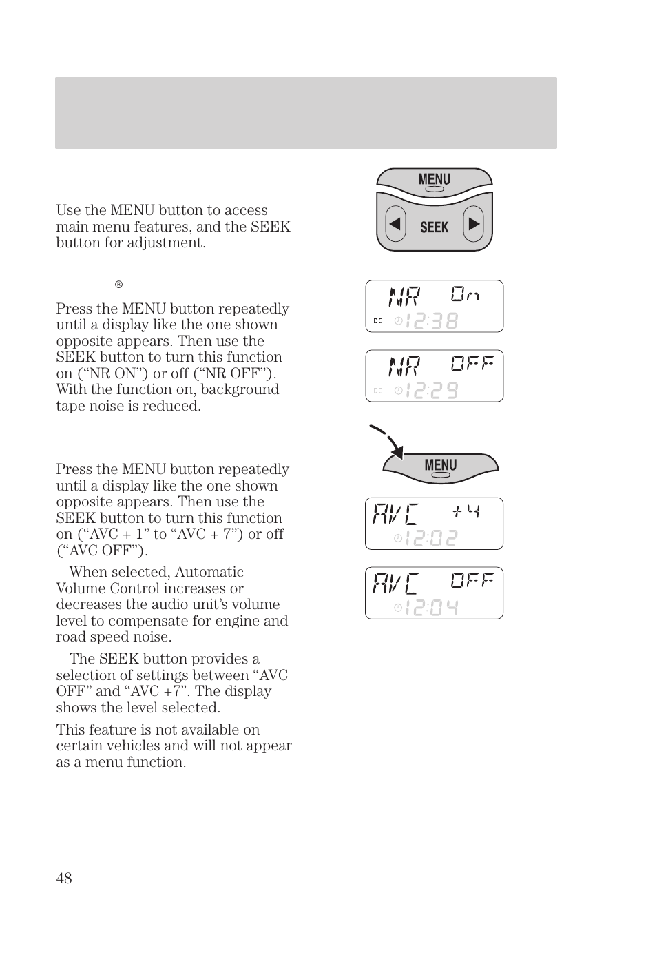 Controls and features | FORD 2000 Focus User Manual | Page 48 / 280