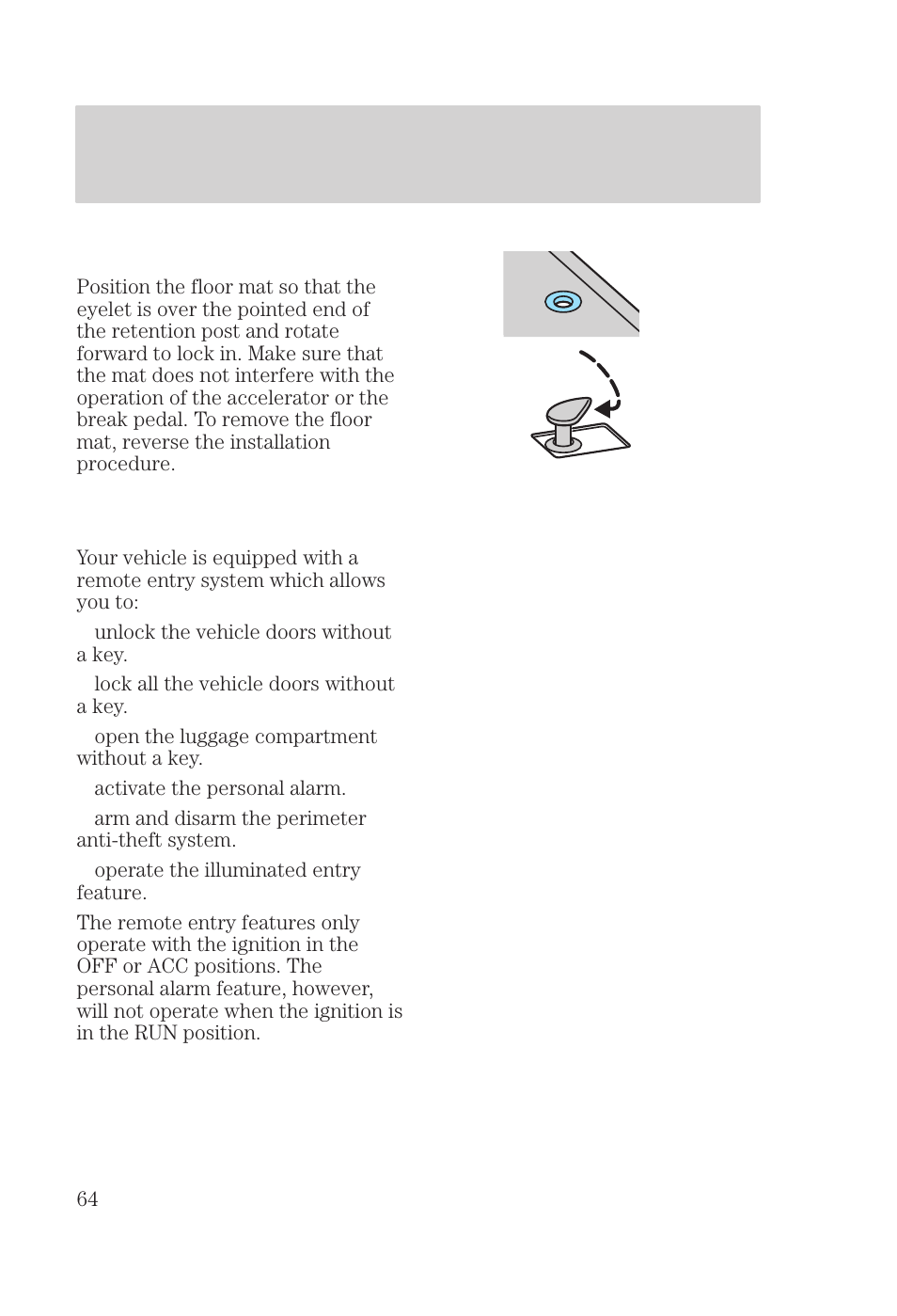 Controls and features | FORD 2000 Focus User Manual | Page 64 / 280