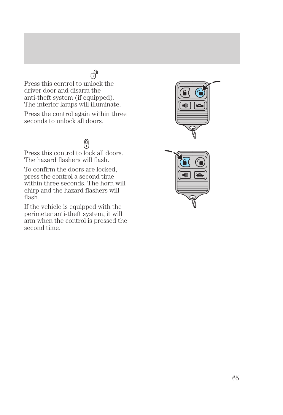 Controls and features | FORD 2000 Focus User Manual | Page 65 / 280