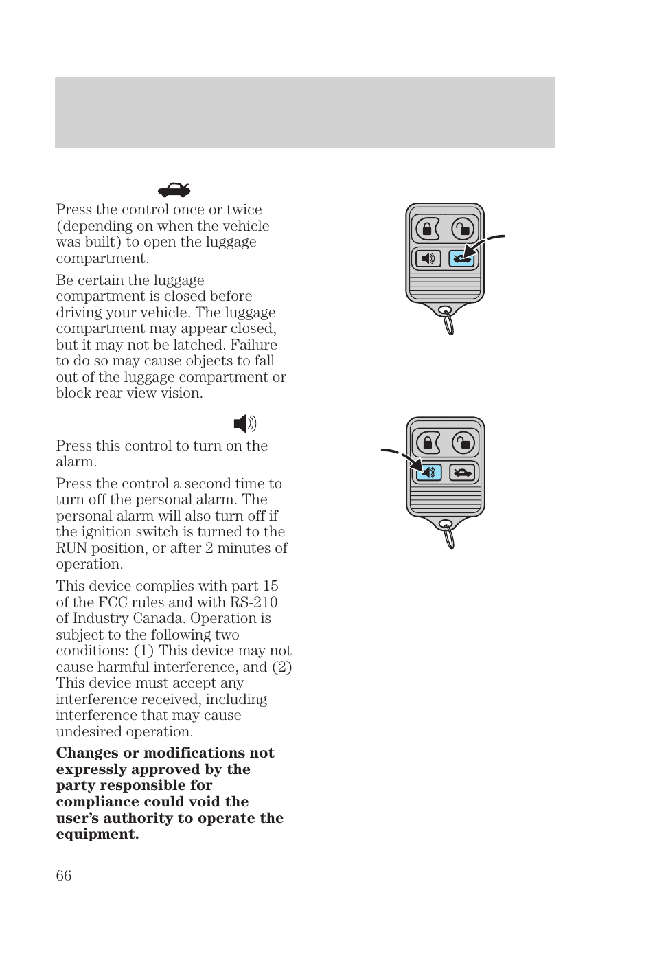 Controls and features | FORD 2000 Focus User Manual | Page 66 / 280