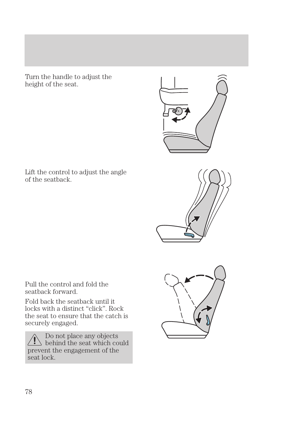 Seating and safety restraints | FORD 2000 Focus User Manual | Page 78 / 280