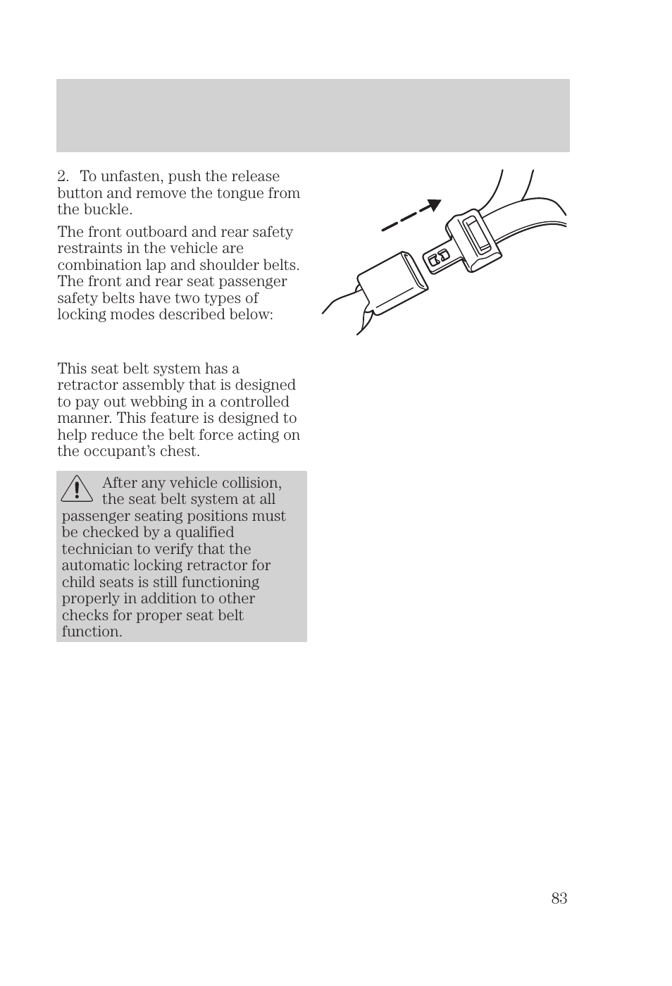 Seating and safety restraints | FORD 2000 Focus User Manual | Page 83 / 280