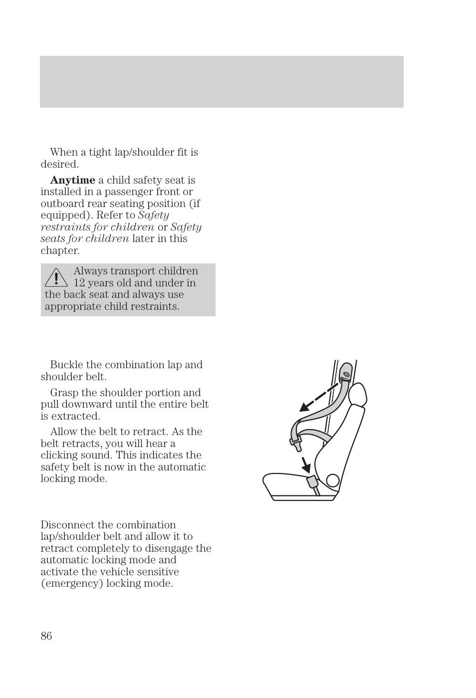 Seating and safety restraints | FORD 2000 Focus User Manual | Page 86 / 280