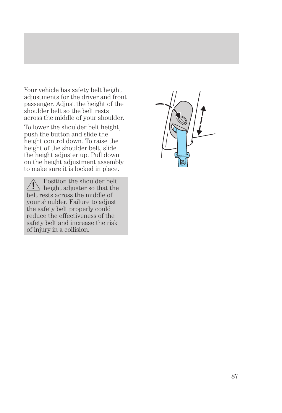 Seating and safety restraints | FORD 2000 Focus User Manual | Page 87 / 280