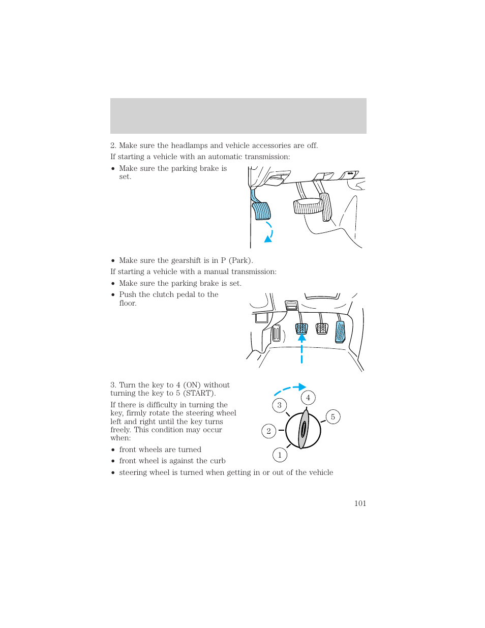 Starting | FORD 2000 Ranger User Manual | Page 101 / 240