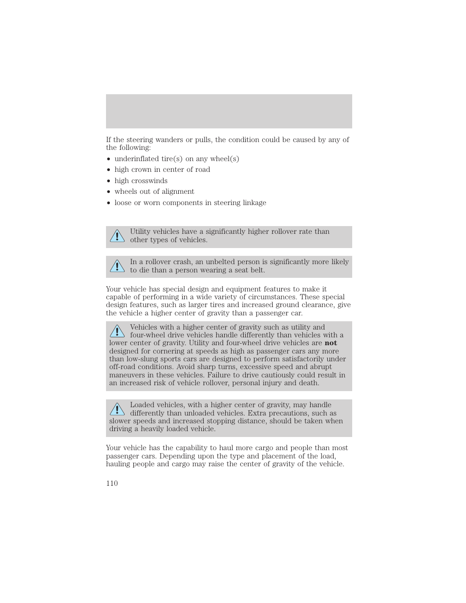 Driving | FORD 2000 Ranger User Manual | Page 110 / 240