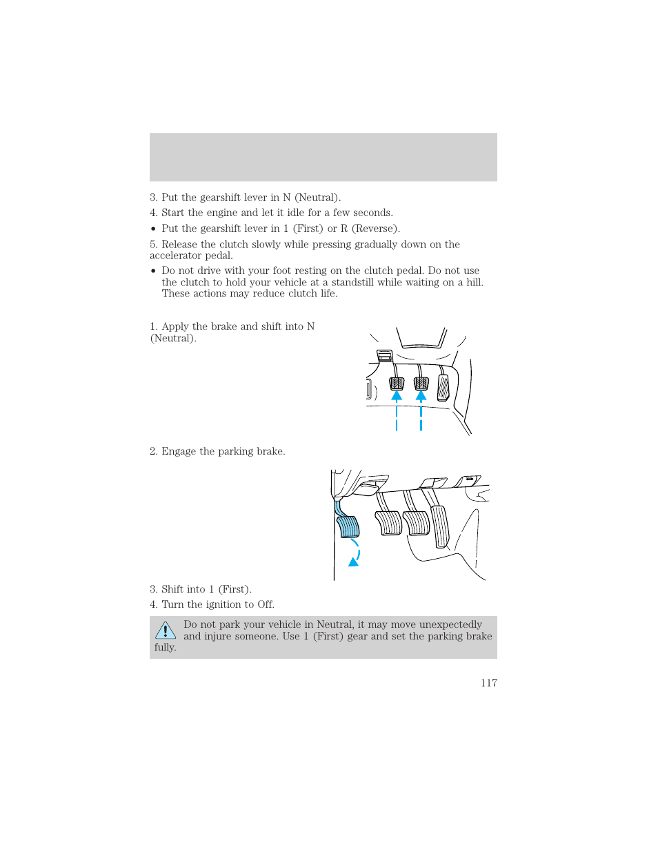 Driving | FORD 2000 Ranger User Manual | Page 117 / 240