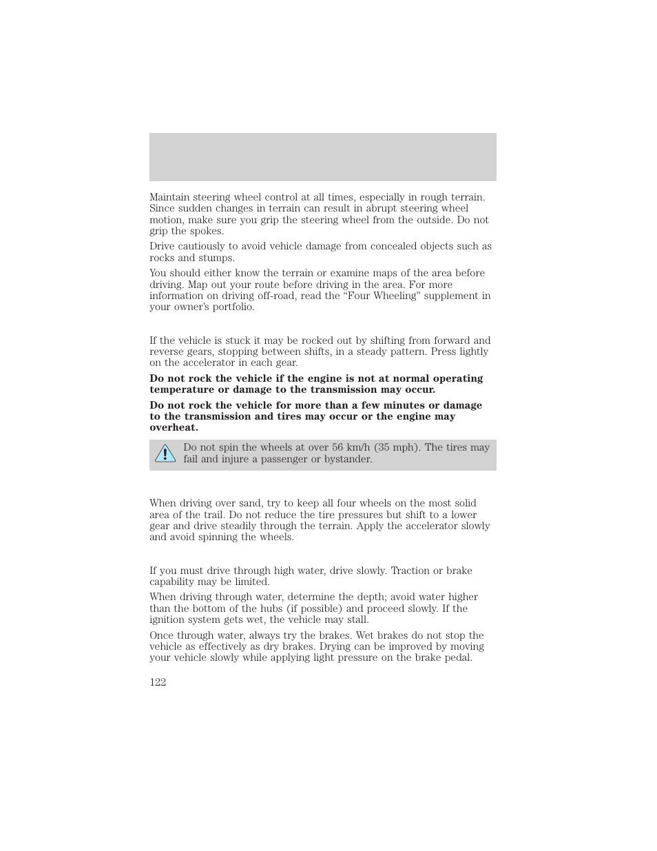 Driving | FORD 2000 Ranger User Manual | Page 122 / 240
