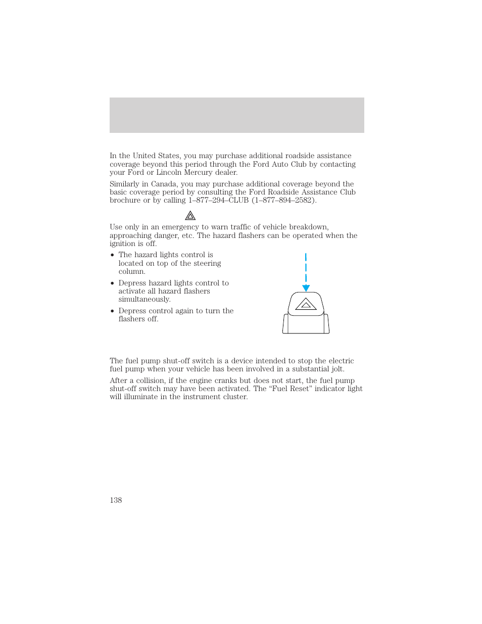 Roadside emergencies | FORD 2000 Ranger User Manual | Page 138 / 240