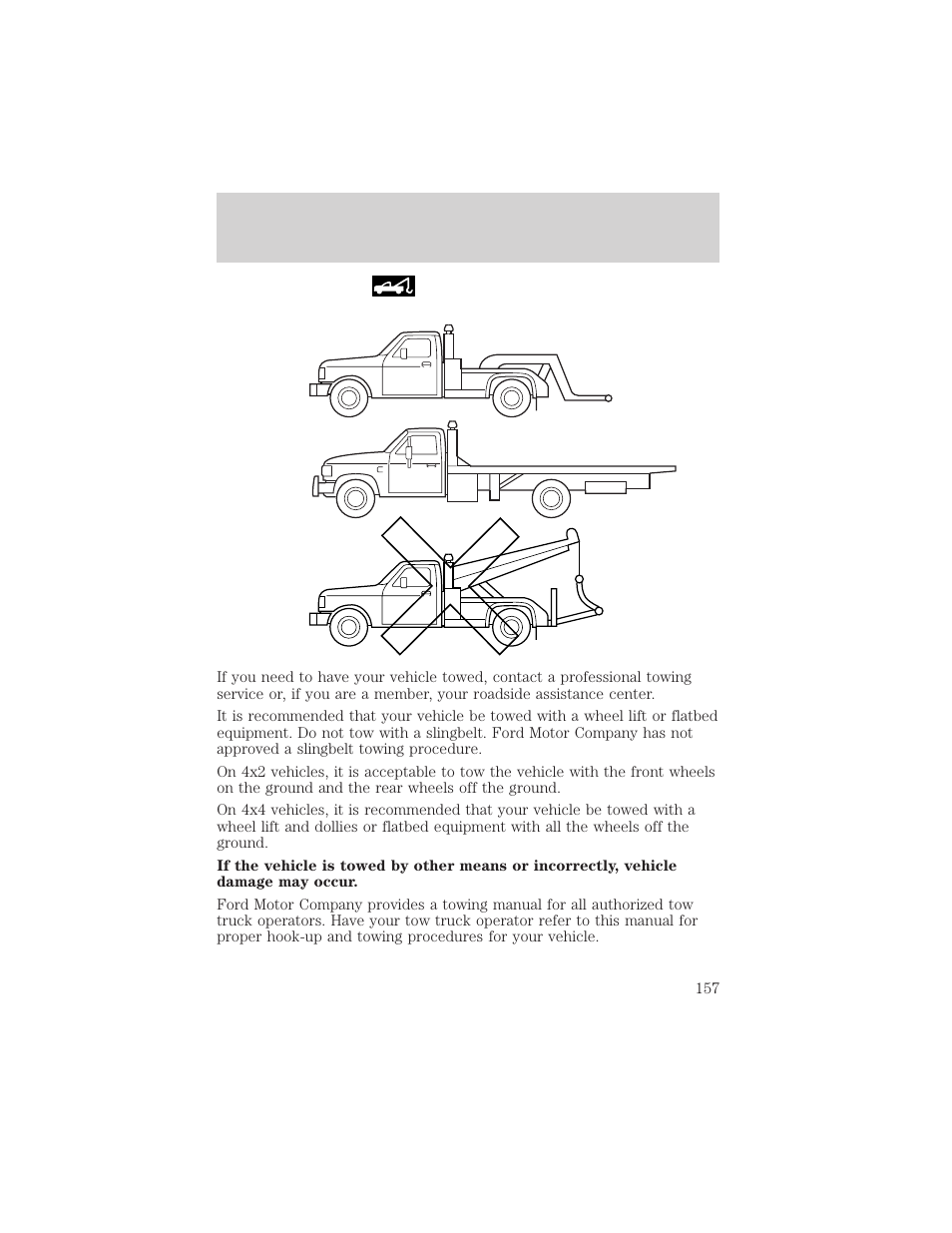 Roadside emergencies | FORD 2000 Ranger User Manual | Page 157 / 240