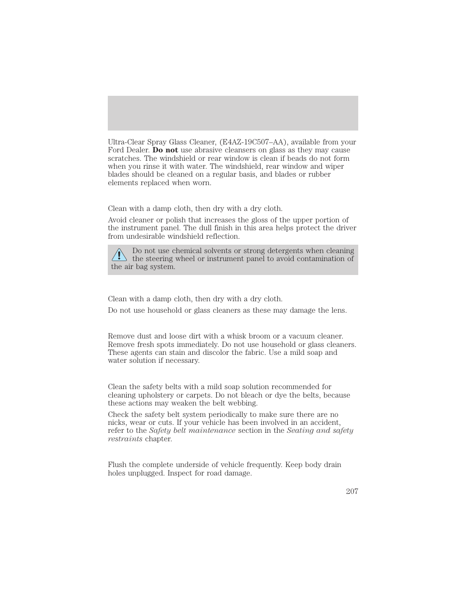 Maintenance and care | FORD 2000 Ranger User Manual | Page 207 / 240
