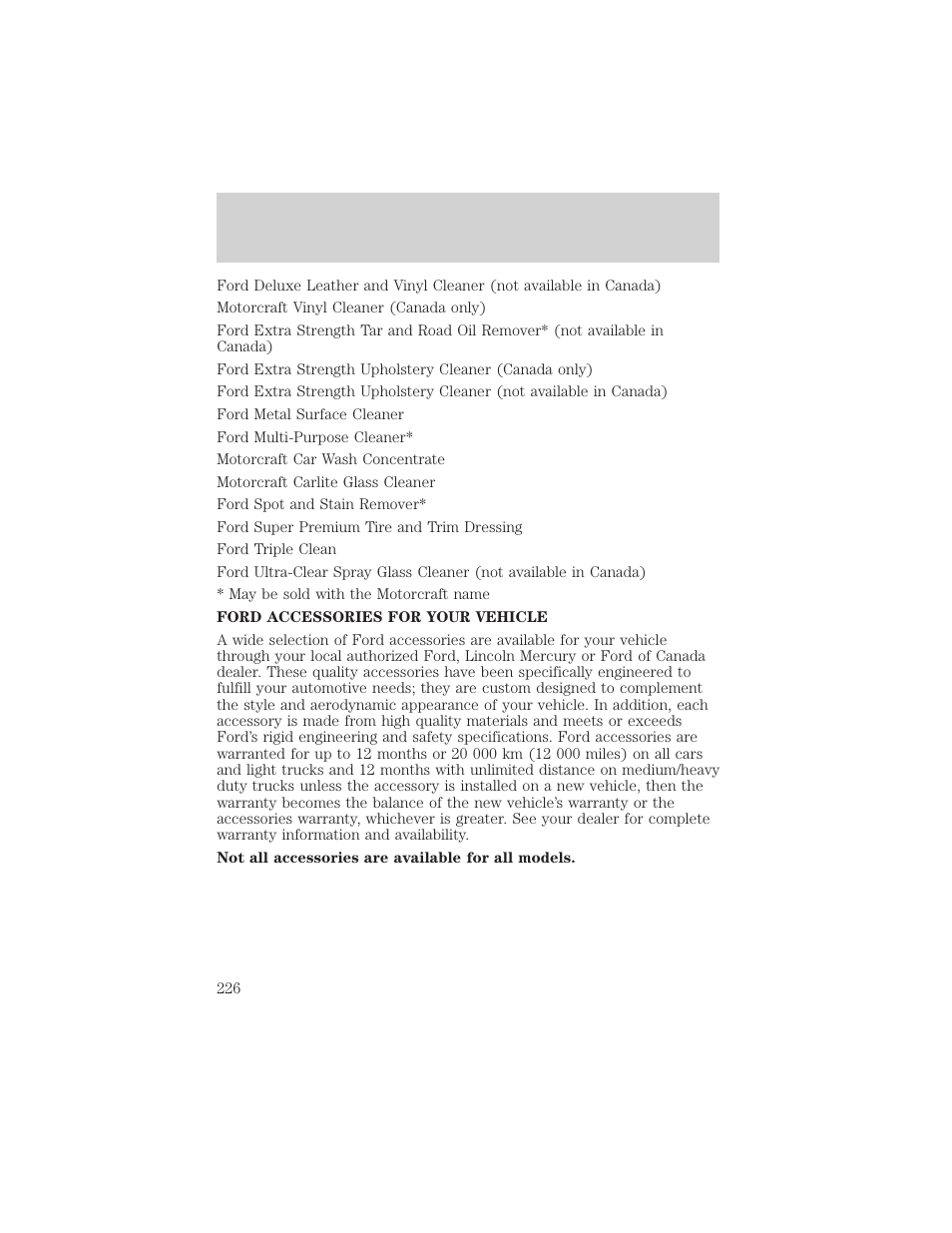 Customer assistance | FORD 2000 Ranger User Manual | Page 226 / 240