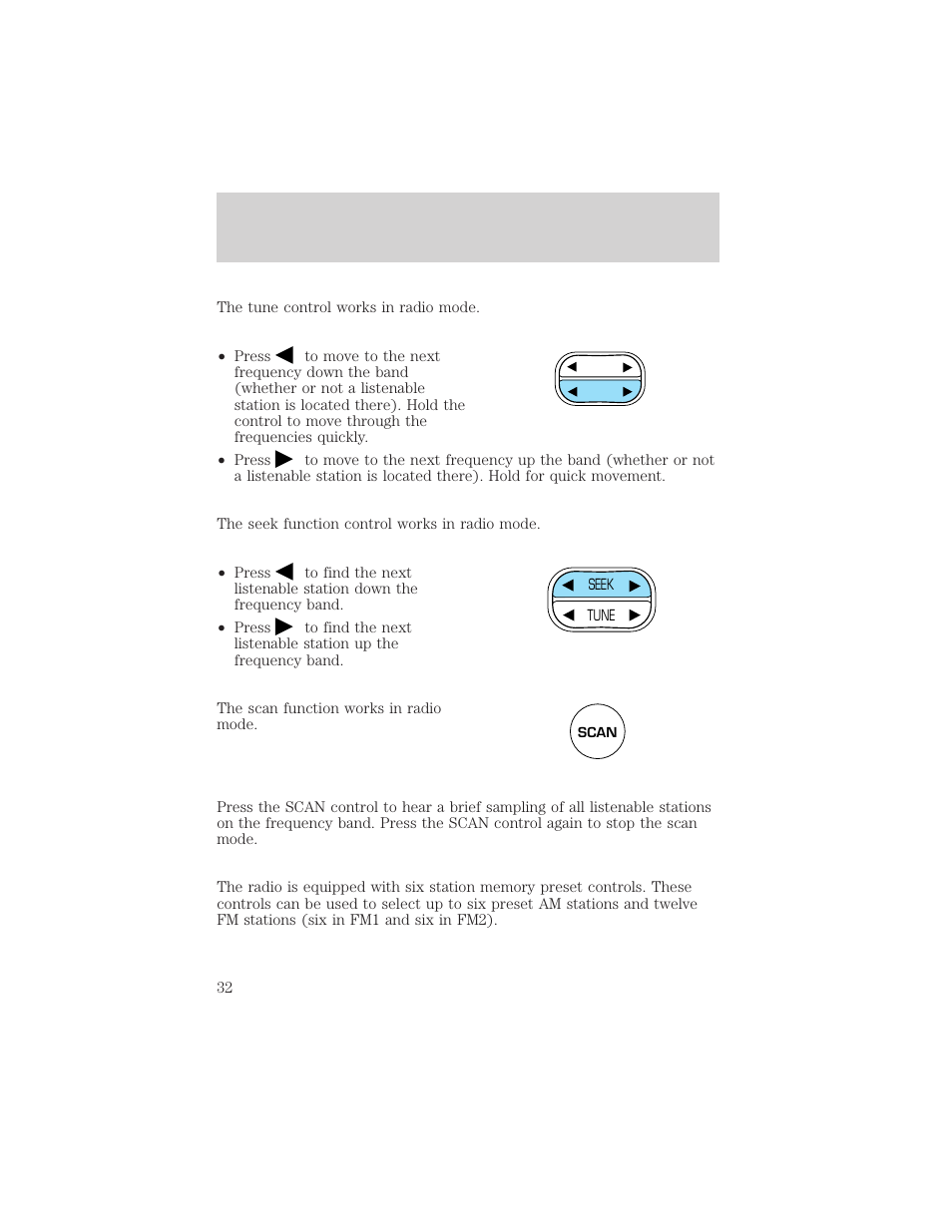 Controls and features | FORD 2000 Ranger User Manual | Page 32 / 240