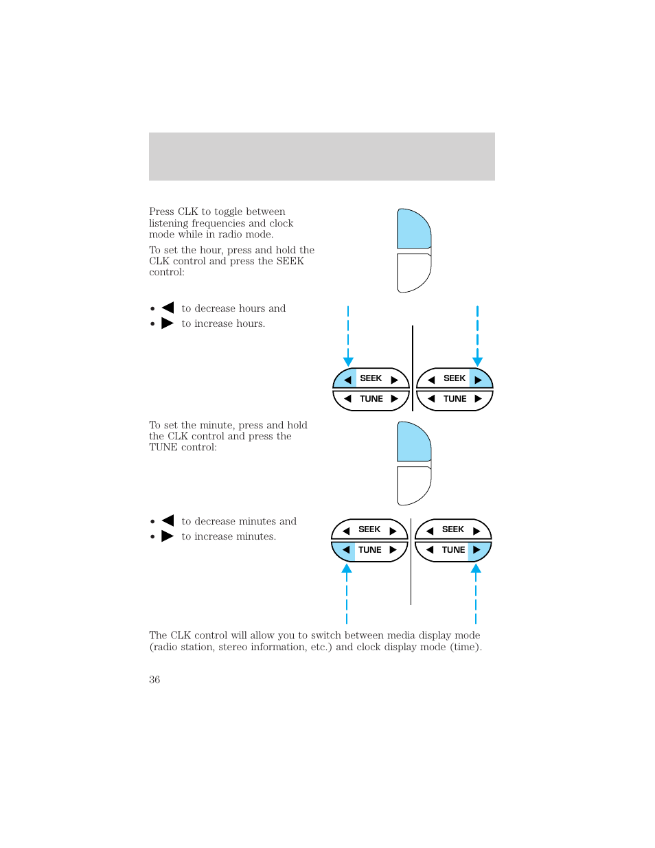 Controls and features, Tape ams | FORD 2000 Ranger User Manual | Page 36 / 240