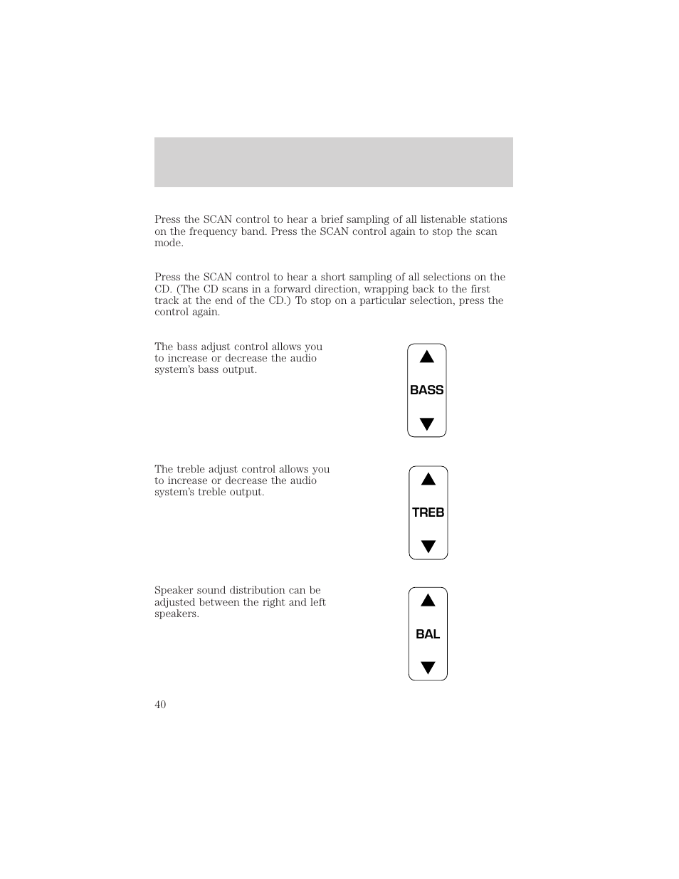 Controls and features | FORD 2000 Ranger User Manual | Page 40 / 240