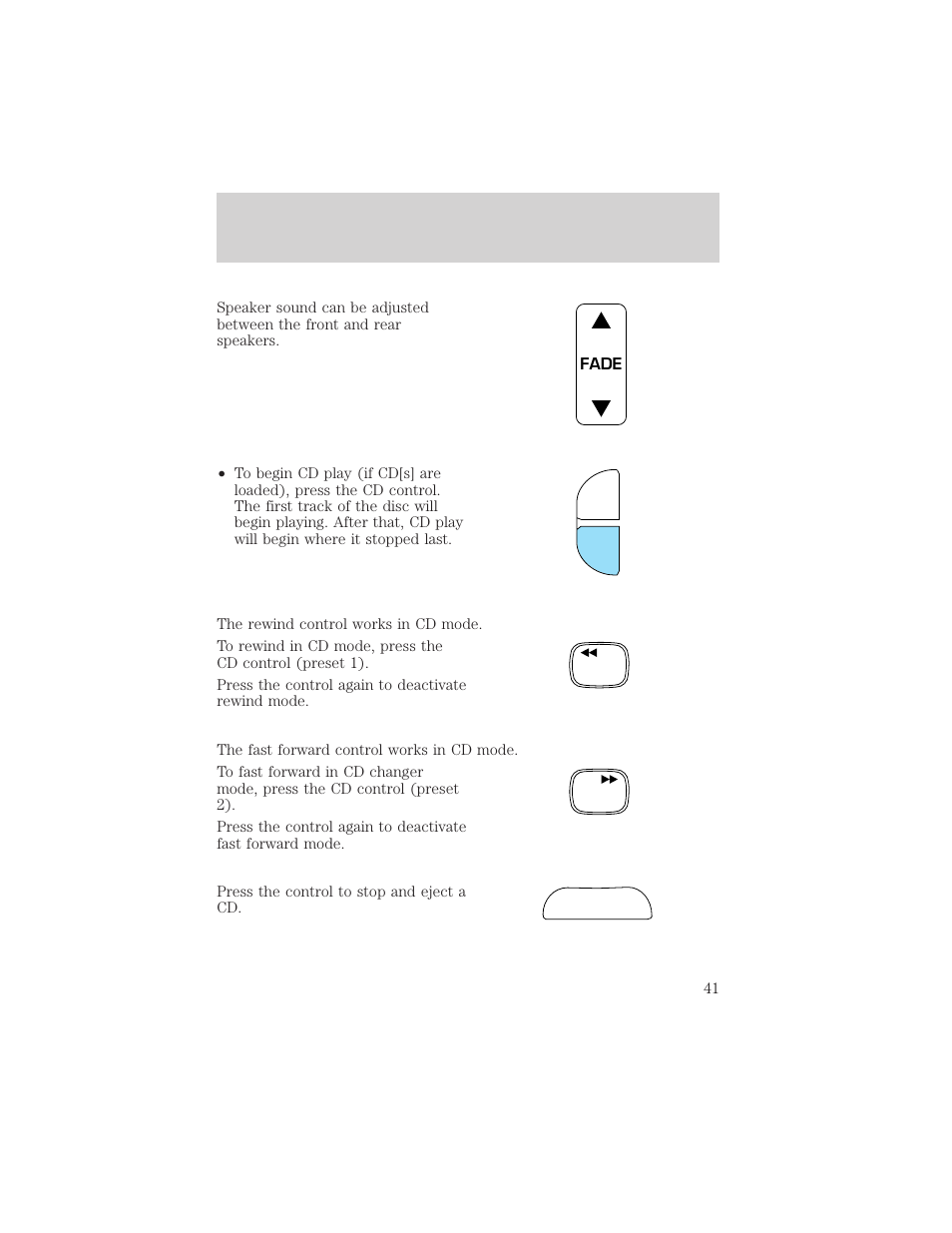 Ej controls and features | FORD 2000 Ranger User Manual | Page 41 / 240