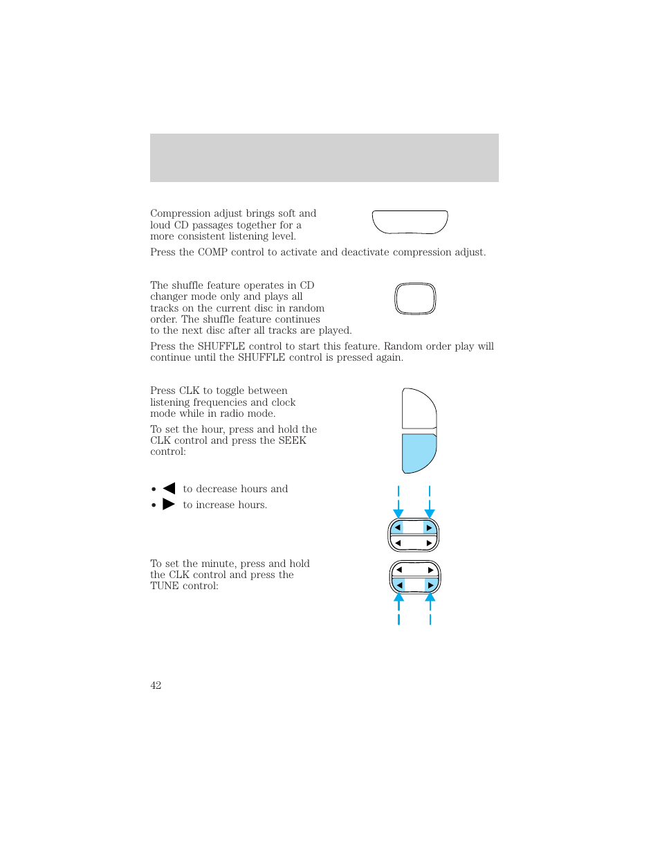 Comp, Controls and features, Scn clk | FORD 2000 Ranger User Manual | Page 42 / 240