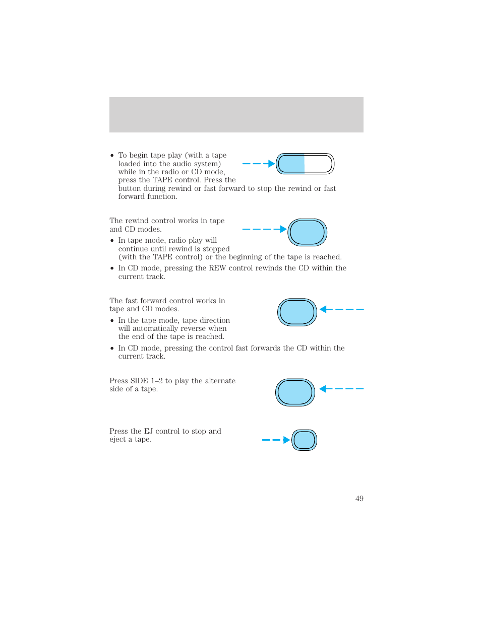 Controls and features | FORD 2000 Ranger User Manual | Page 49 / 240