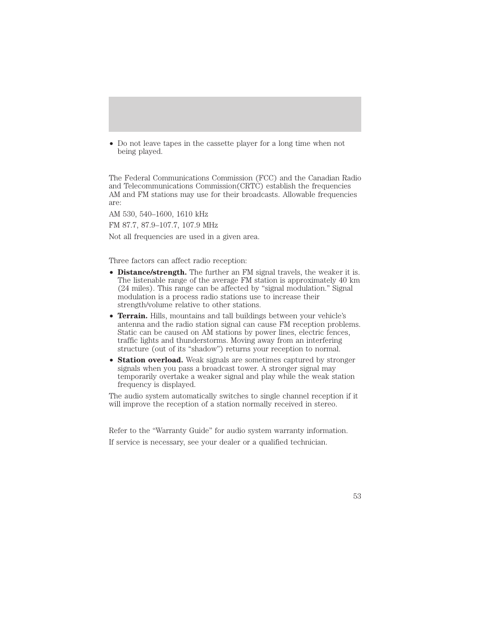 Controls and features | FORD 2000 Ranger User Manual | Page 53 / 240