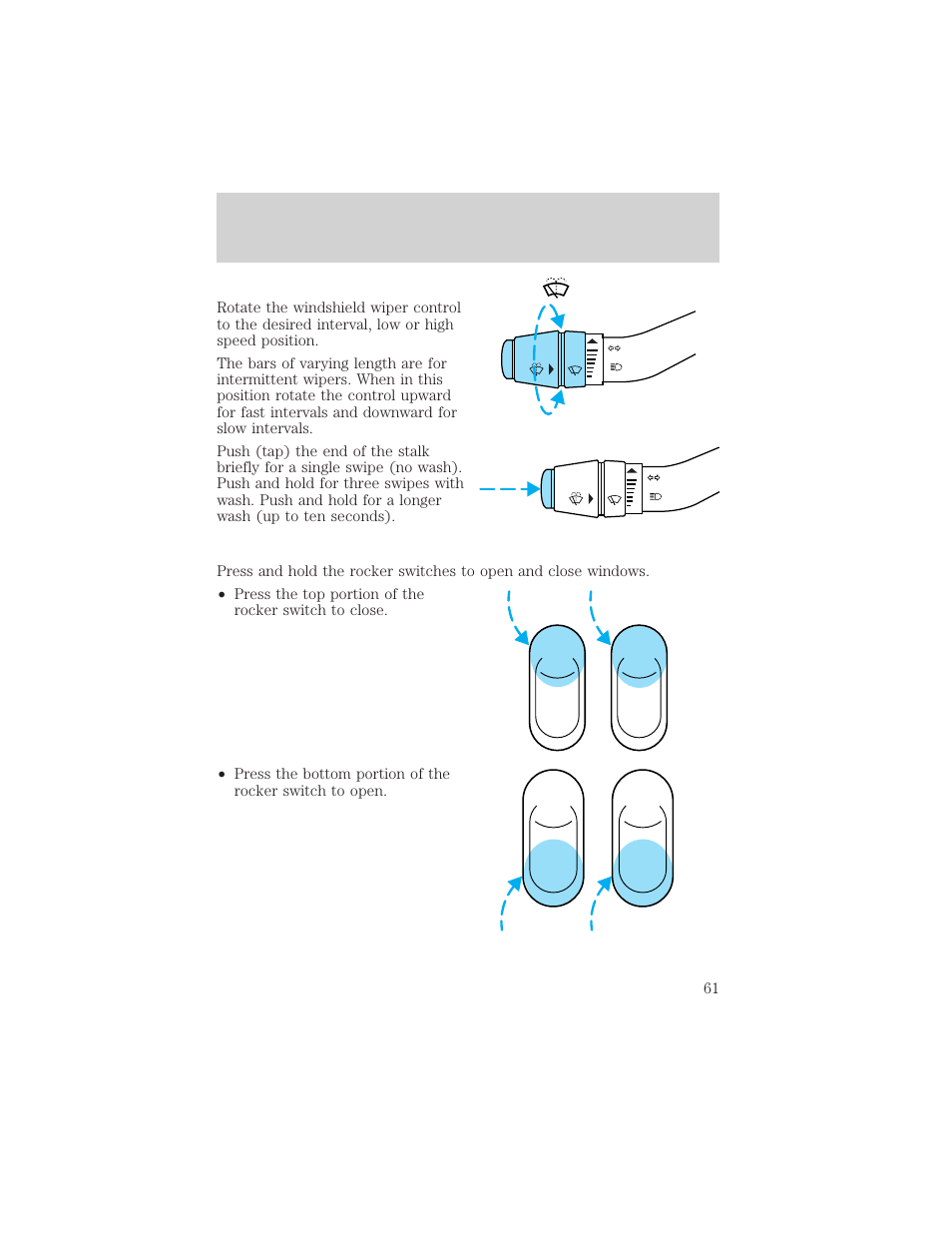 Controls and features | FORD 2000 Ranger User Manual | Page 61 / 240