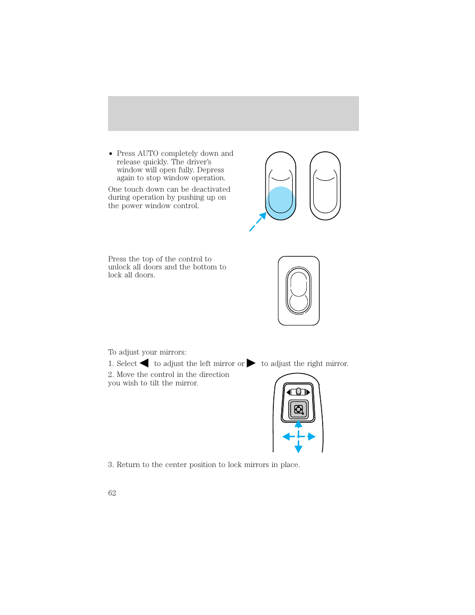 Controls and features | FORD 2000 Ranger User Manual | Page 62 / 240