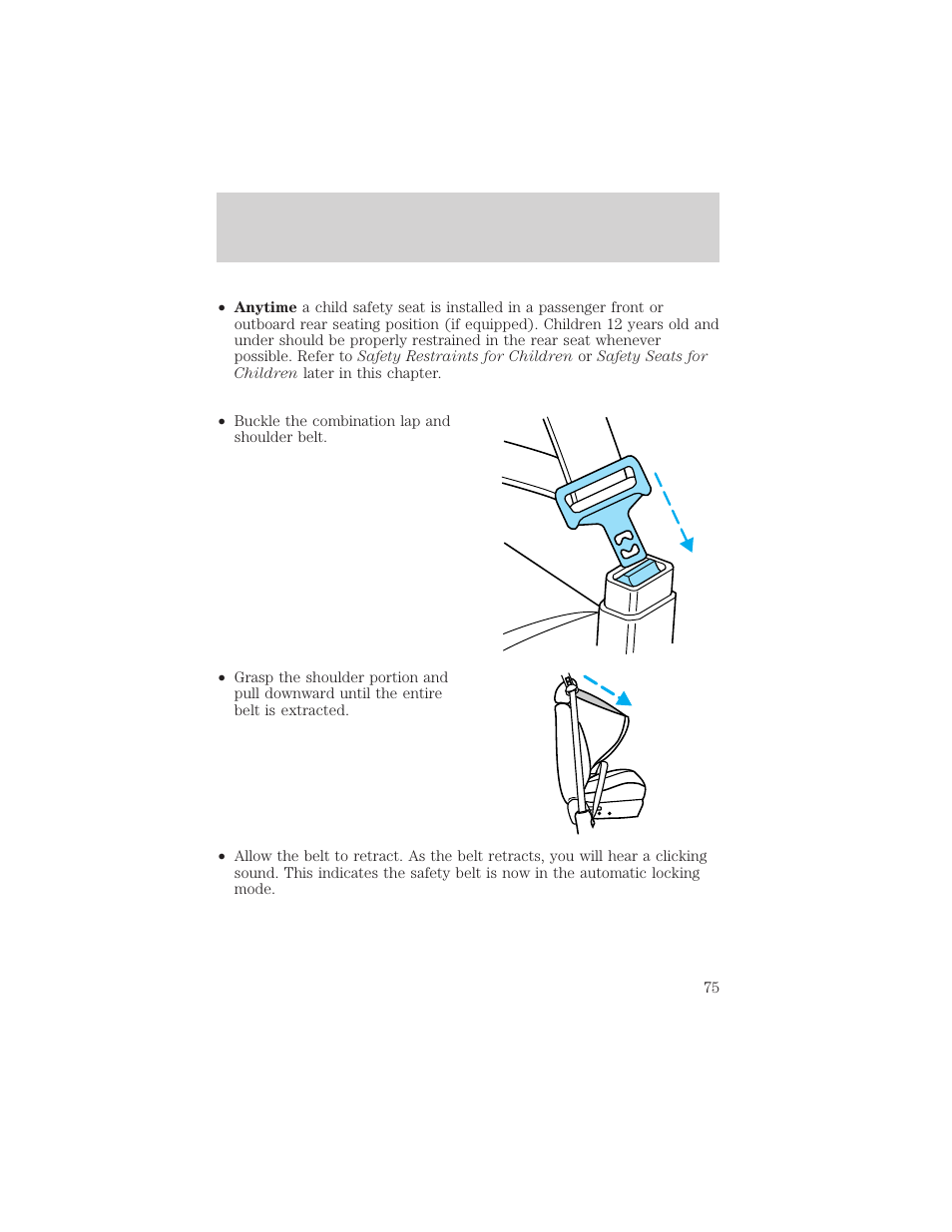 Seating and safety restraints | FORD 2000 Ranger User Manual | Page 75 / 240