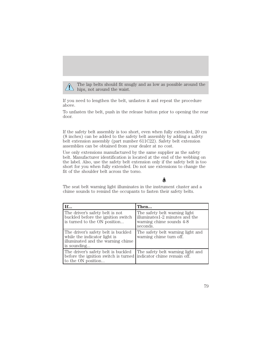 Seating and safety restraints | FORD 2000 Ranger User Manual | Page 79 / 240