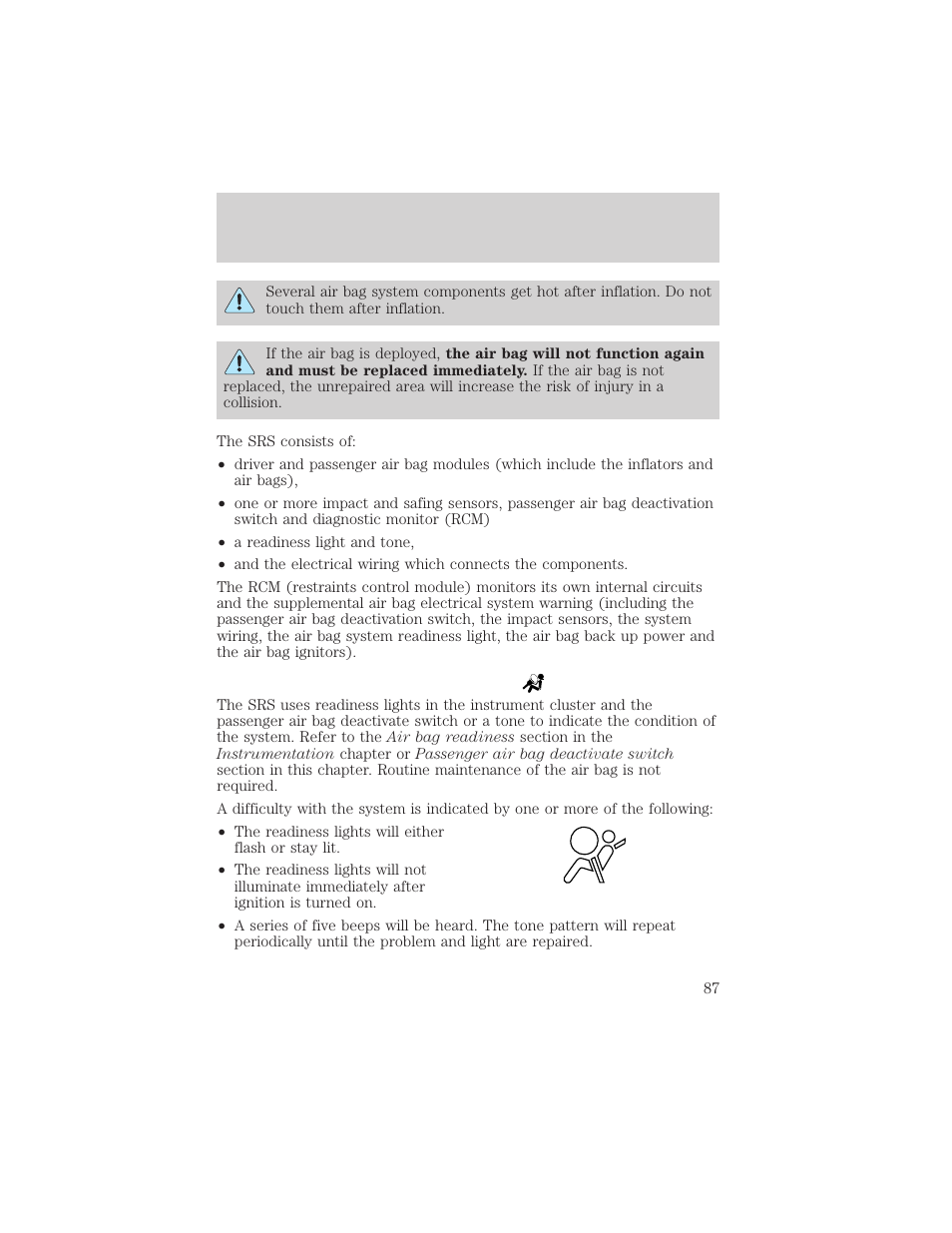 Seating and safety restraints | FORD 2000 Ranger User Manual | Page 87 / 240
