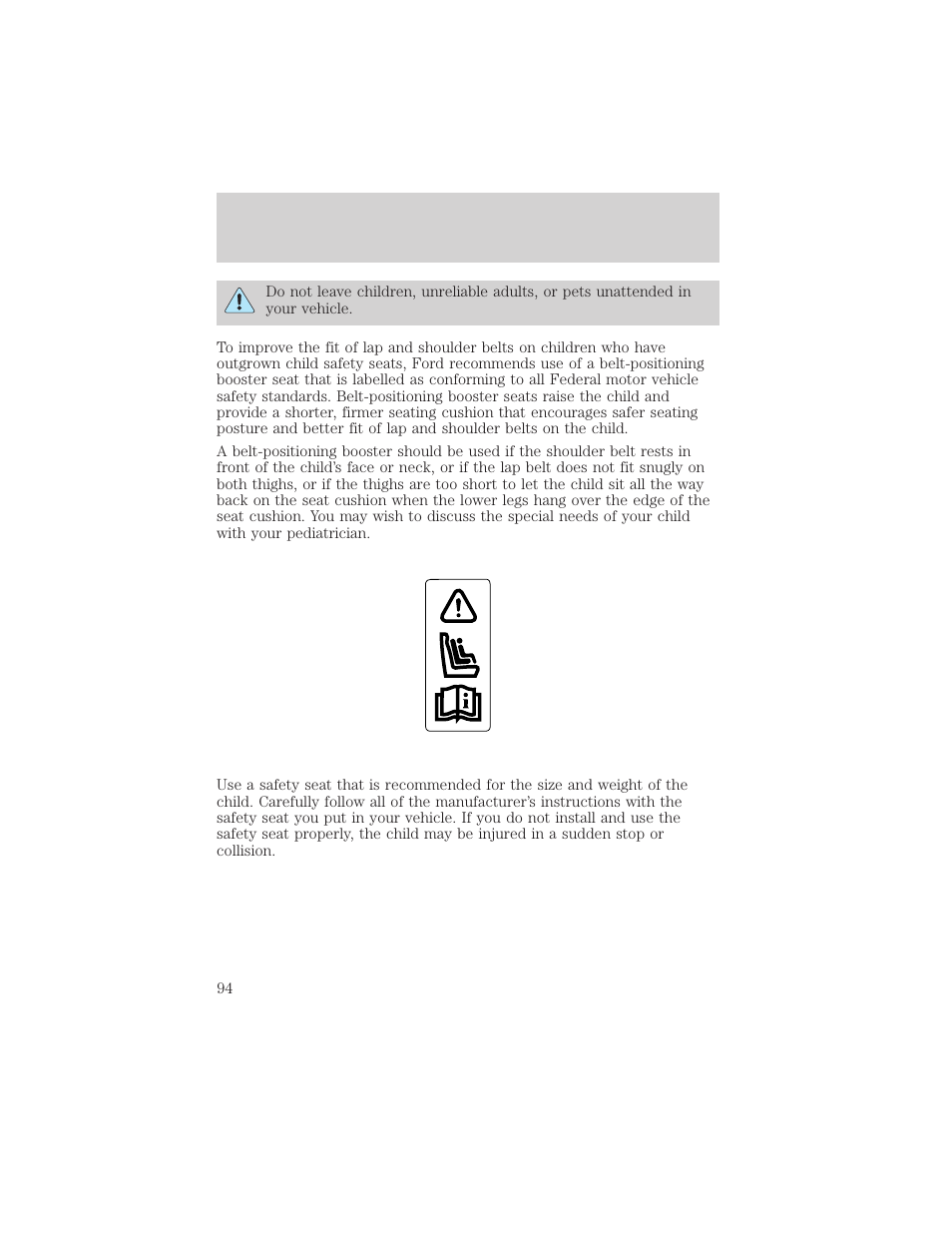 Seating and safety restraints | FORD 2000 Ranger User Manual | Page 94 / 240
