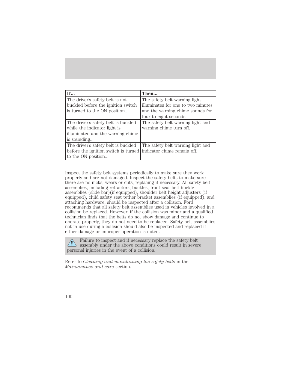 Seating and safety restraints | FORD 1999 Crown Victoria User Manual | Page 100 / 208