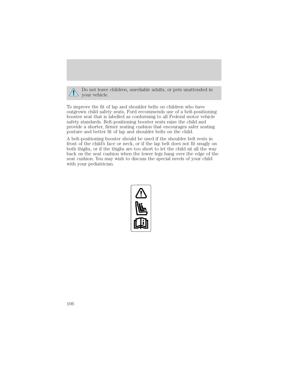 Seating and safety restraints | FORD 1999 Crown Victoria User Manual | Page 106 / 208