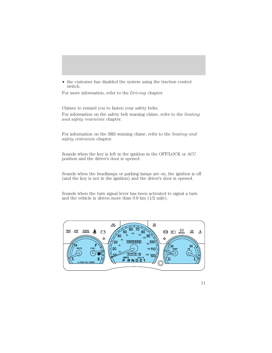 Instrumentation | FORD 1999 Crown Victoria User Manual | Page 11 / 208