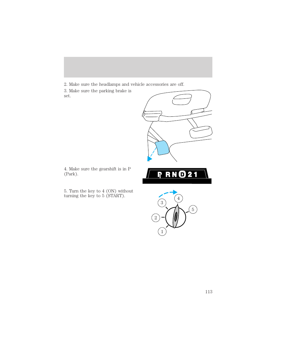 Starting | FORD 1999 Crown Victoria User Manual | Page 113 / 208