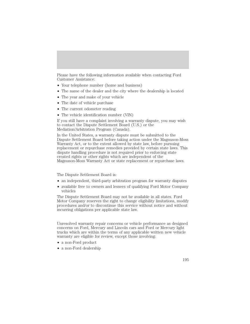 Customer assistance | FORD 1999 Crown Victoria User Manual | Page 195 / 208