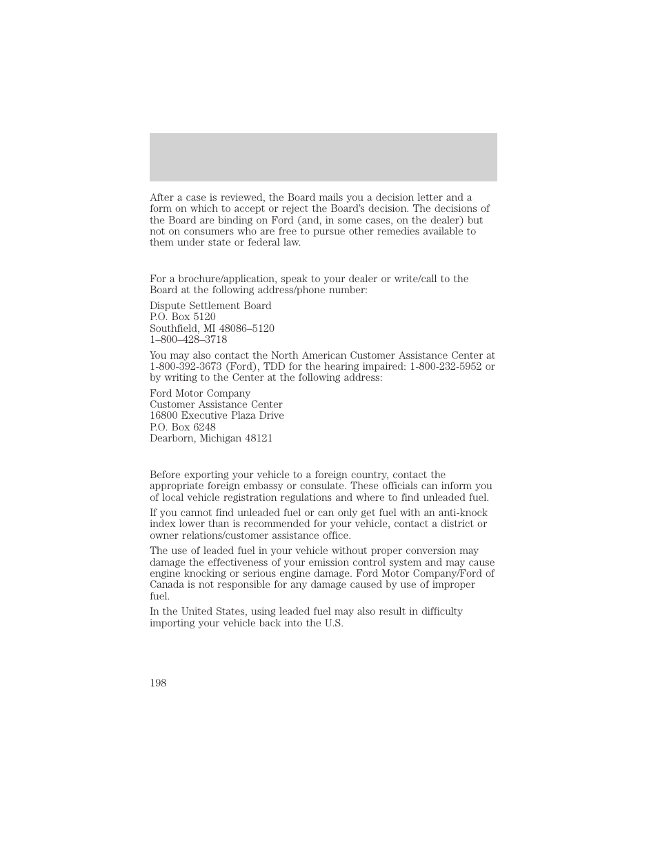 Customer assistance | FORD 1999 Crown Victoria User Manual | Page 198 / 208