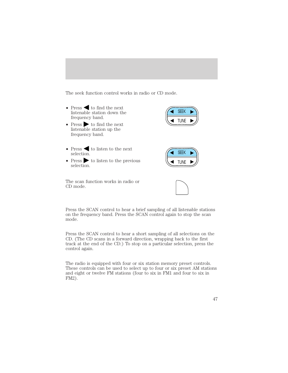 Controls and features | FORD 1999 Crown Victoria User Manual | Page 47 / 208