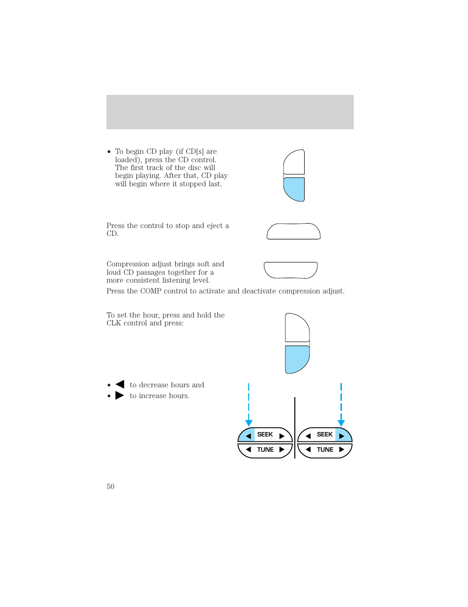 Cd ej comp, Controls and features | FORD 1999 Crown Victoria User Manual | Page 50 / 208