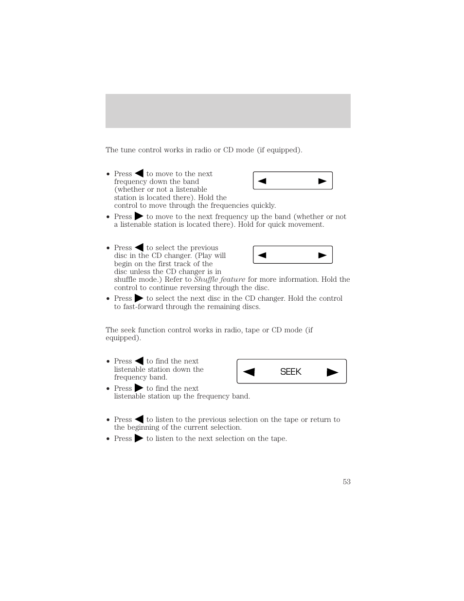 Controls and features | FORD 1999 Crown Victoria User Manual | Page 53 / 208