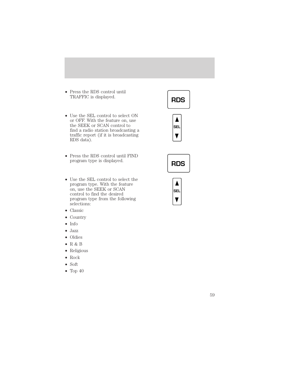 Controls and features | FORD 1999 Crown Victoria User Manual | Page 59 / 208