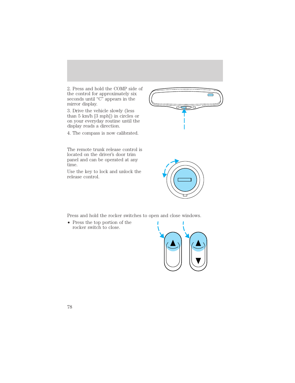 Controls and features, Tr un k | FORD 1999 Crown Victoria User Manual | Page 78 / 208