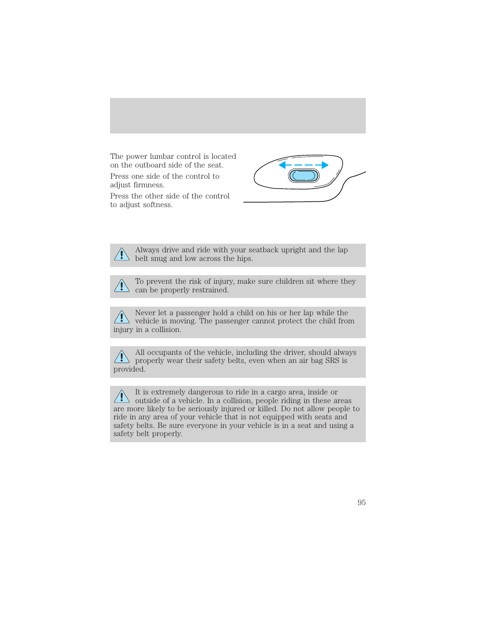 Seating and safety restraints | FORD 1999 Crown Victoria User Manual | Page 95 / 208