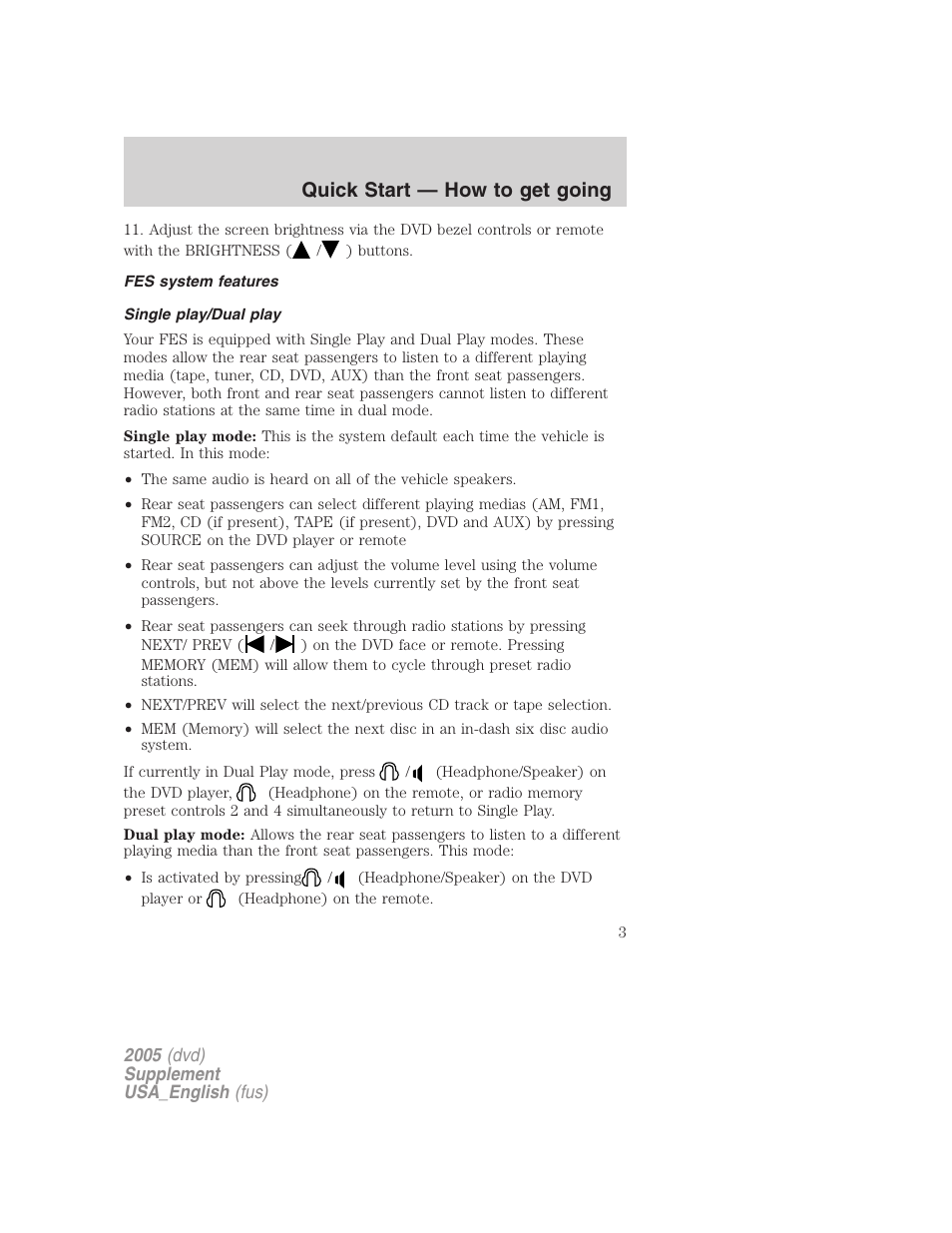 Quick start — how to get going | FORD 2005 Grand Marquis User Manual | Page 3 / 56