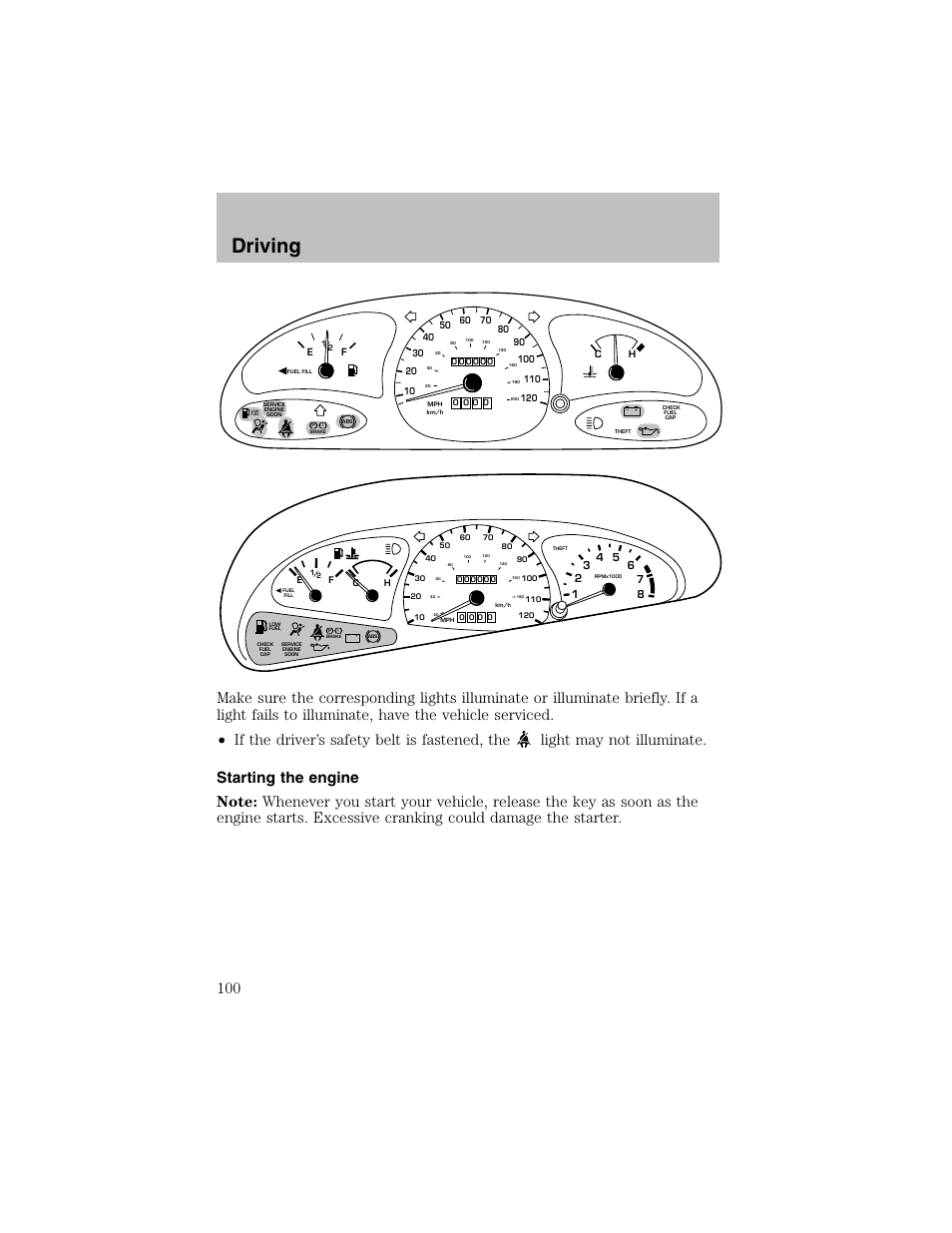 Driving | FORD 2002 Escort User Manual | Page 100 / 208