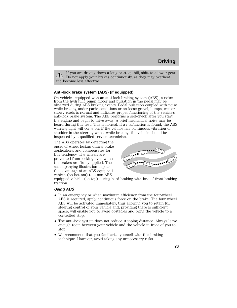 Driving | FORD 2002 Escort User Manual | Page 103 / 208